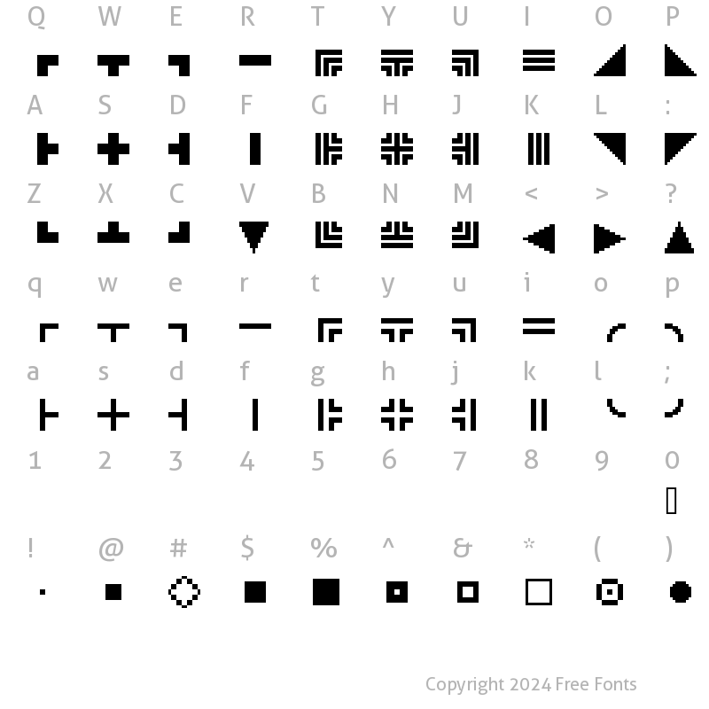 Character Map of Extras10 Regular