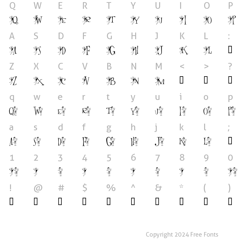 Character Map of ExtravaDance Regular