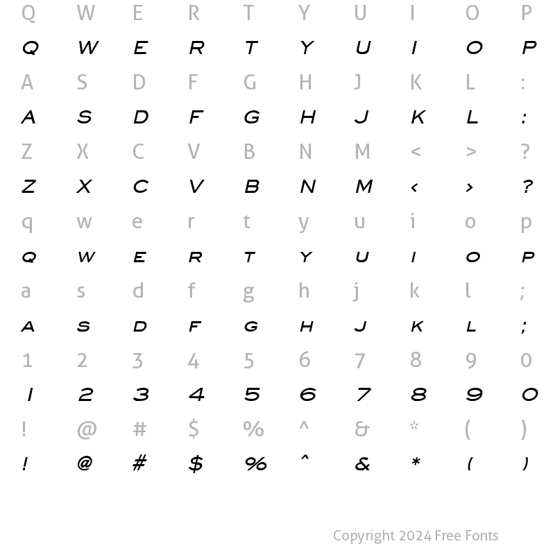 Character Map of Eye glass Bold Italic