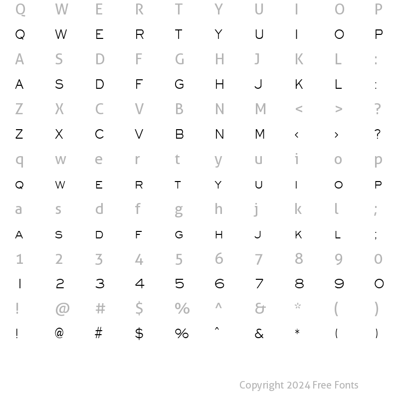 Character Map of Eye glass Condensed Normal