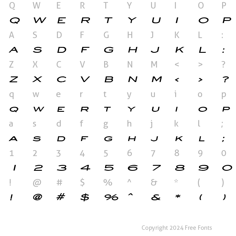 Character Map of Eye glass Extended Bold Italic