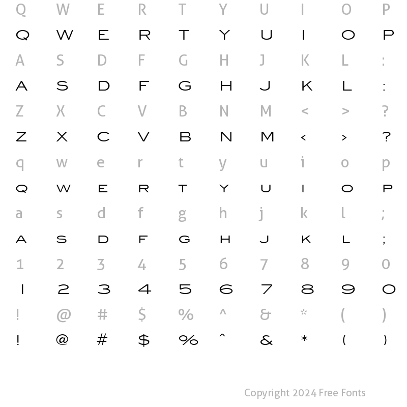 Character Map of Eye glass Wide Normal