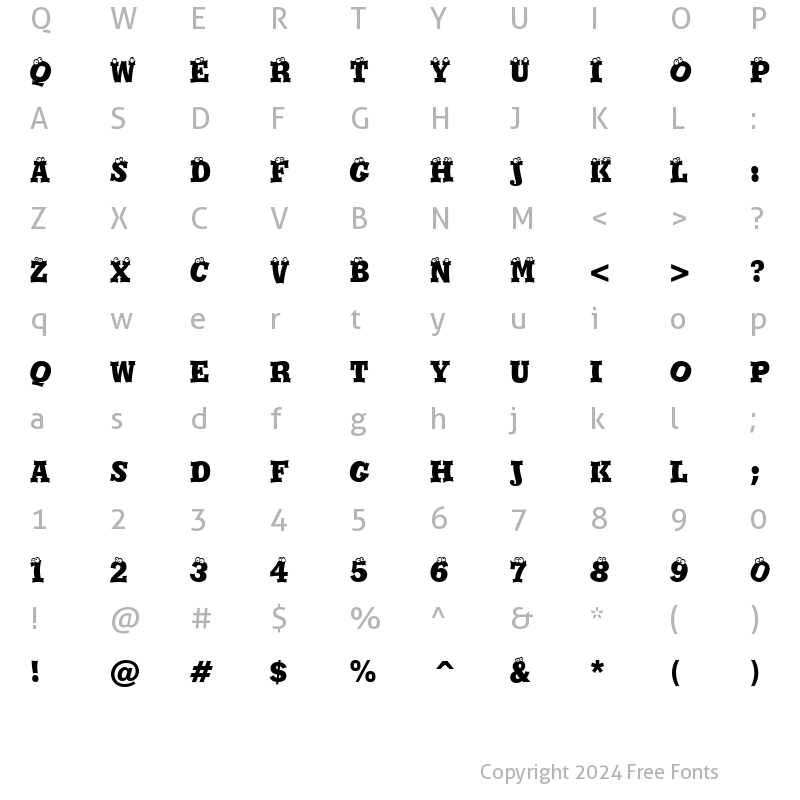 Character Map of Eyeballs BT Regular