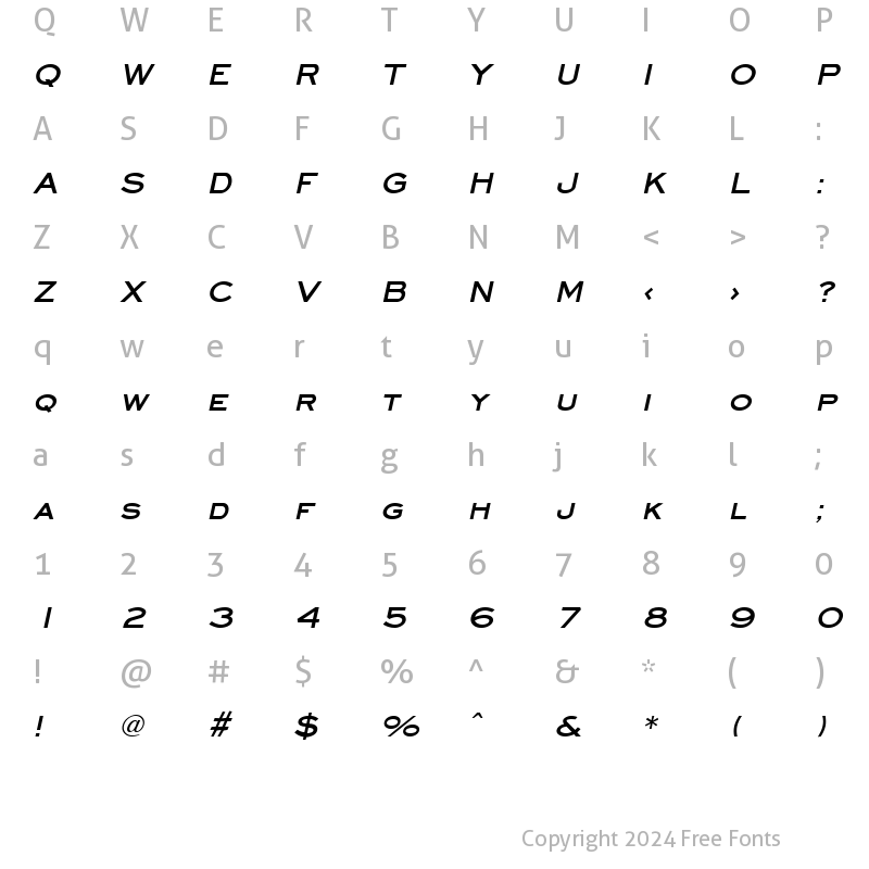 Character Map of Eyechart Bold Italic