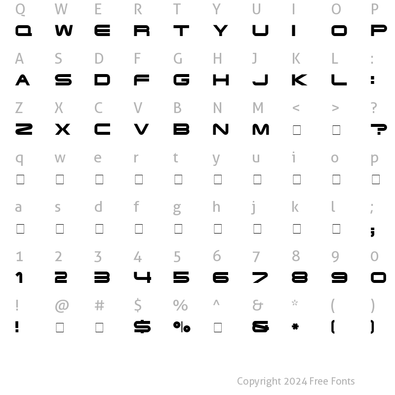 Character Map of Eyechart Display Caps SSi Regular