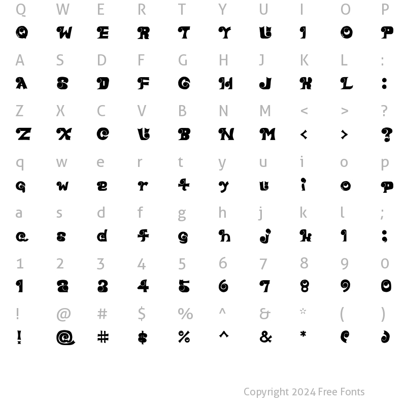 Character Map of EYEfont Regular