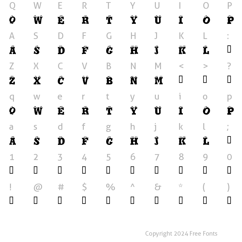 Character Map of Eyesis Regular