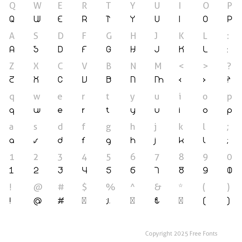 Character Map of F21 Regular