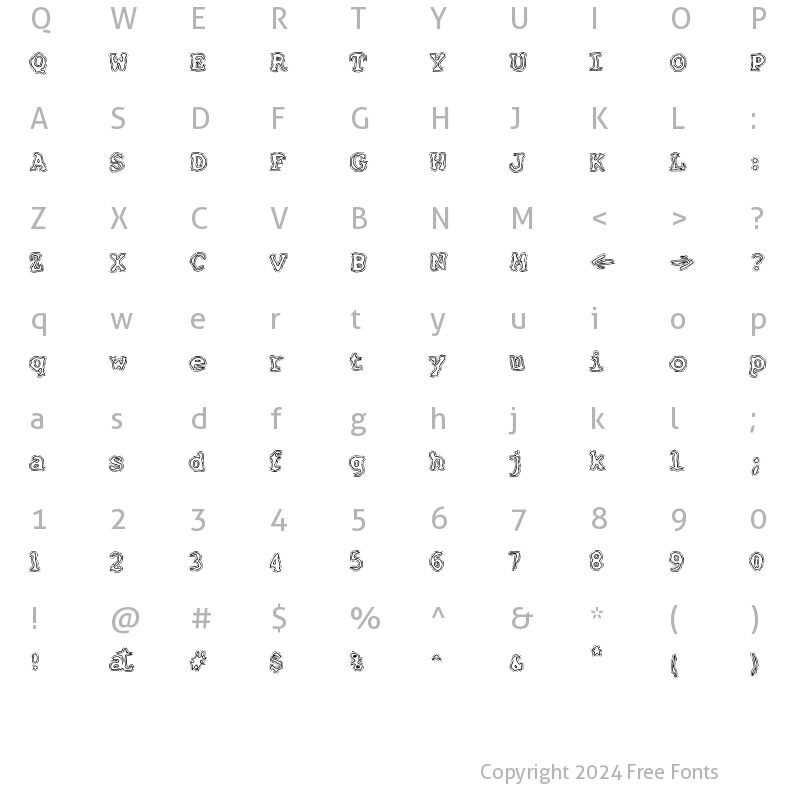 Character Map of F2FAllineato LT Std Regular