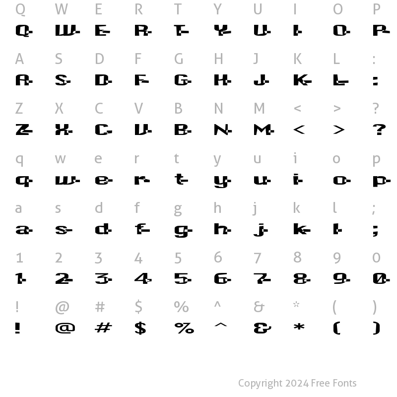 Character Map of F2FCzykago LT Std Trans Regular