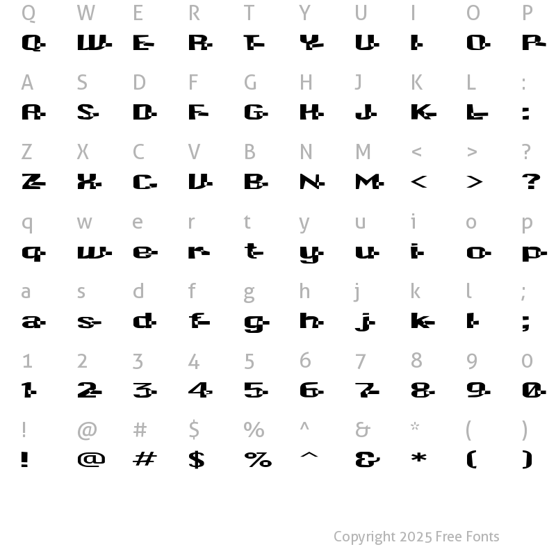 Character Map of F2FCZYKagoTrans Regular