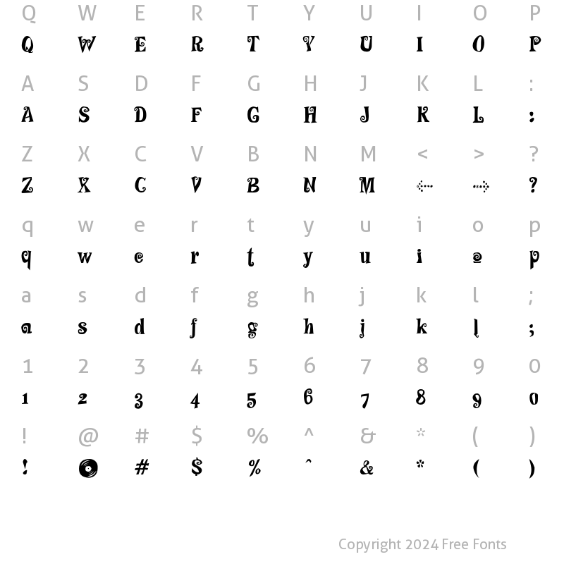 Character Map of F2FMadZine LT Std Whip