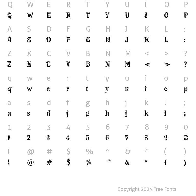 Character Map of F2FMadZineFear Regular