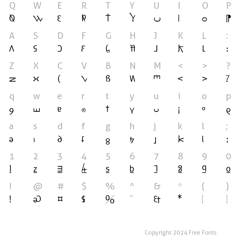 Character Map of F2FMetamorfosi LT Std Regular