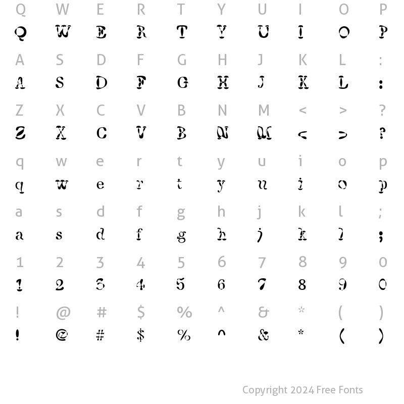 Character Map of F2FWhaleTree LT Std Regular