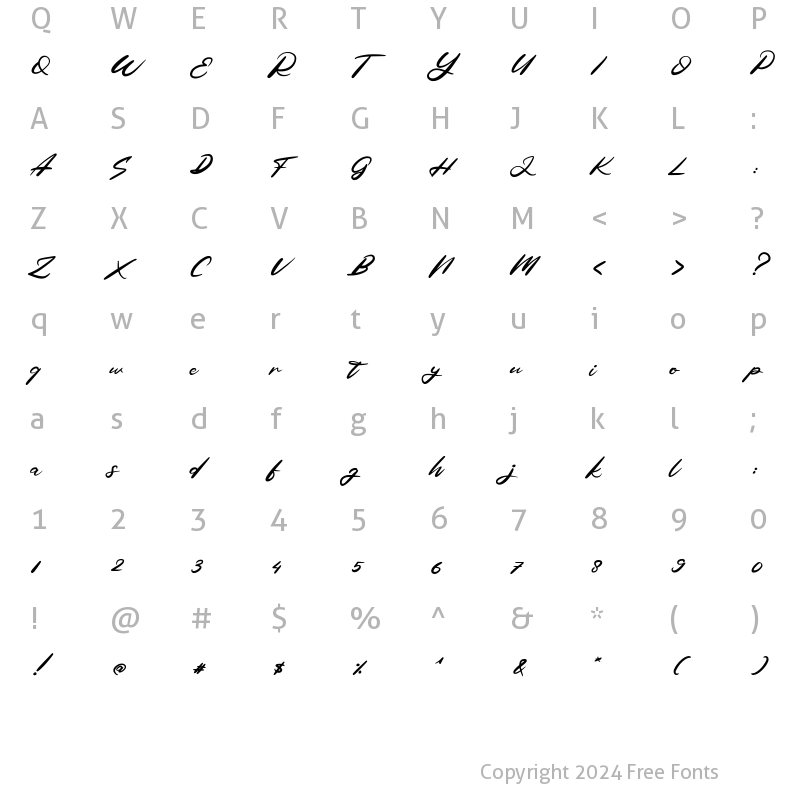 Character Map of Fabela Regular