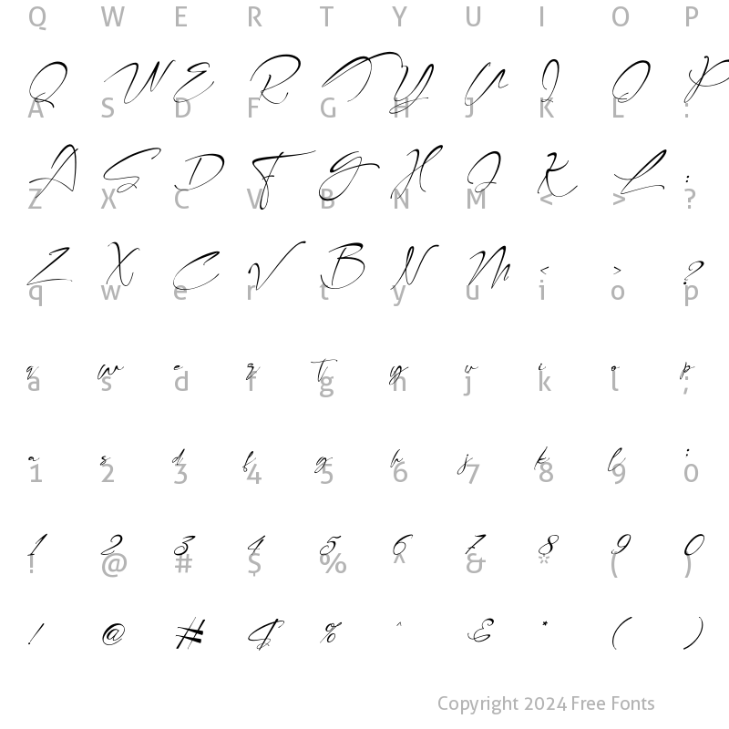 Character Map of Fabregas Italic