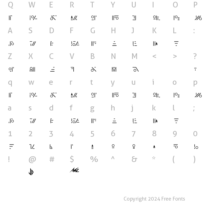 Character Map of Fabrini Bold