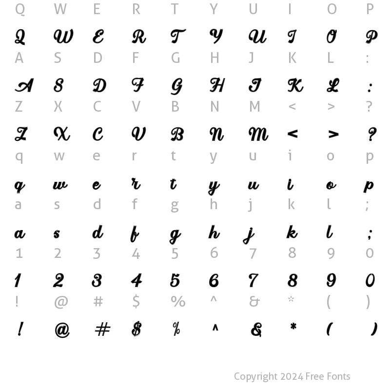 Character Map of Fabuluos College Regular