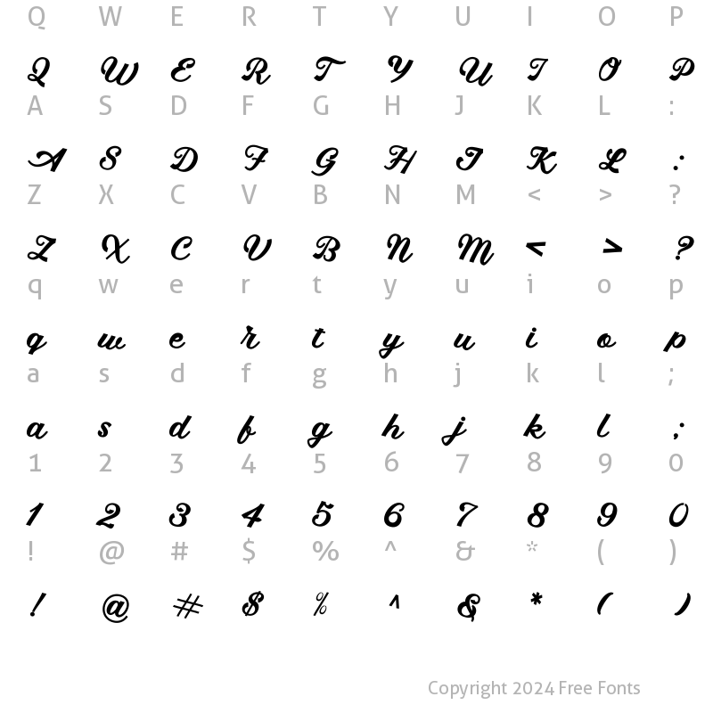 Character Map of Fabuluos Rotete Regular