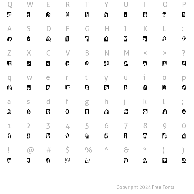 Character Map of Faces female