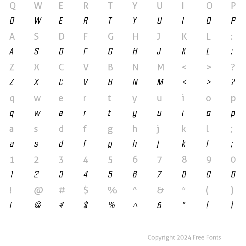 Character Map of Facet Italic