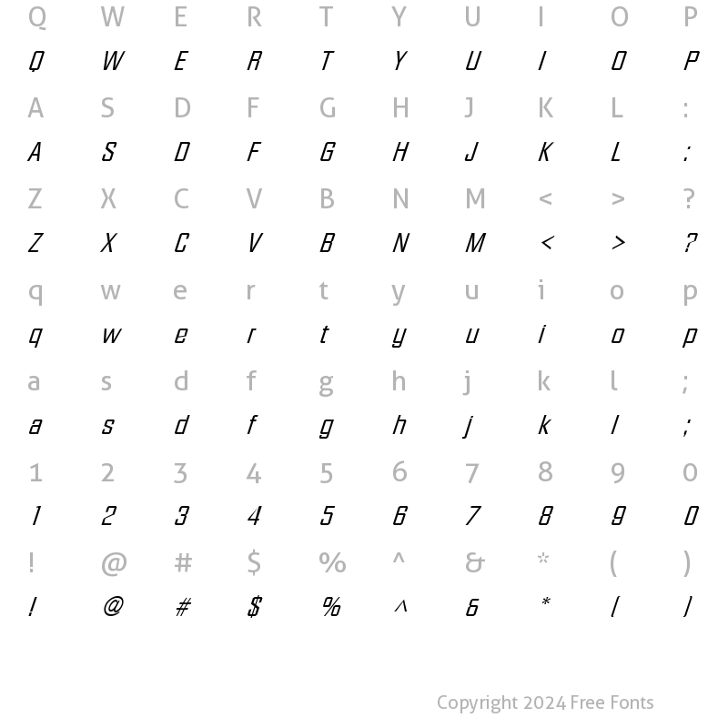 Character Map of Facet-Xitalic Regular