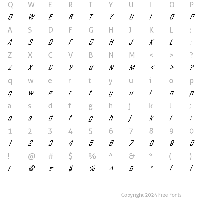 Character Map of Facet-XXitalic Regular