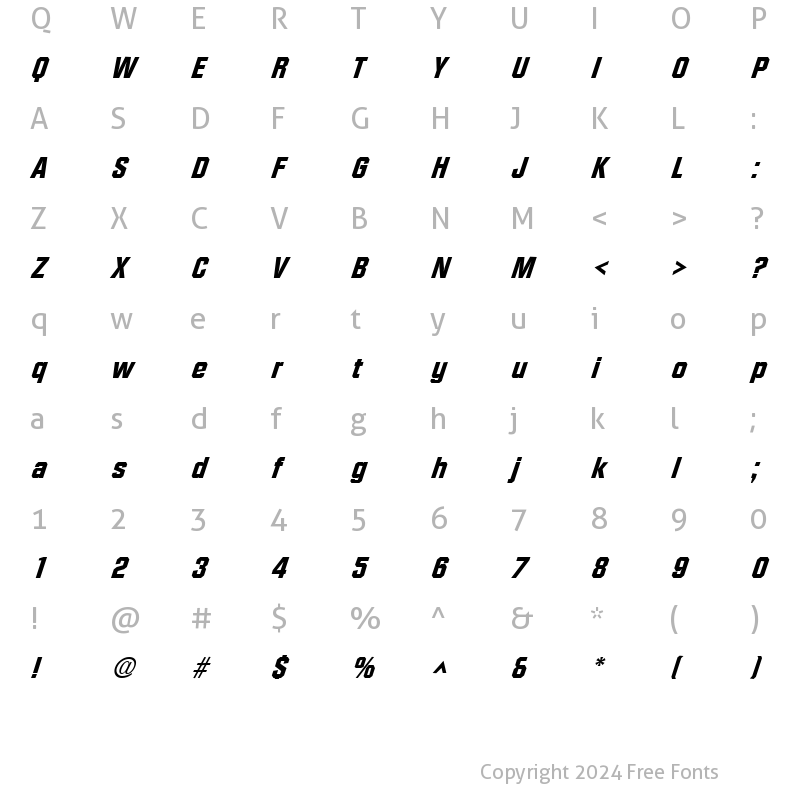 Character Map of FacetHeavy-Xitalic Regular