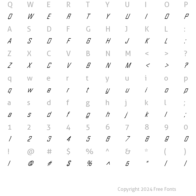 Character Map of FacetLight-XXitalic Regular