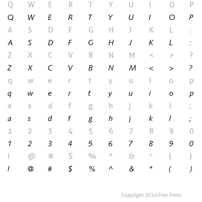 Character Map of FacileSSK Italic