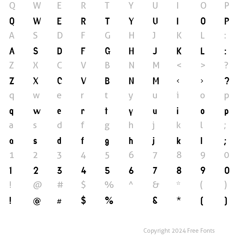 Character Map of FactoryLiningNumbers Regular