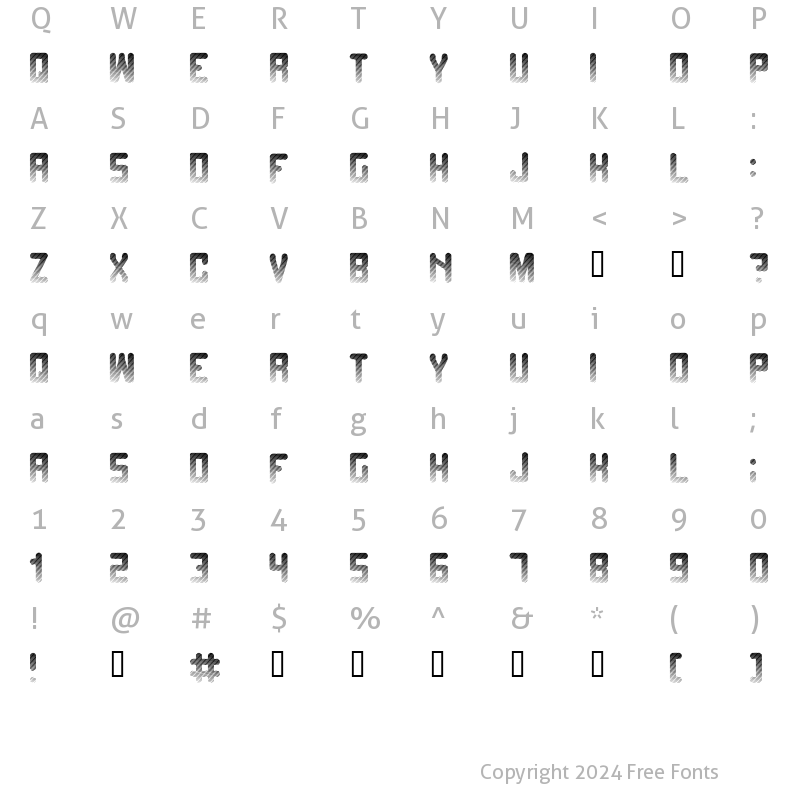 Character Map of Fade to grey Regular