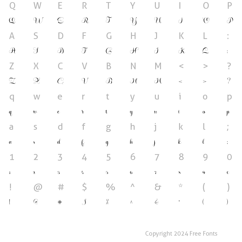 Character Map of Fadila Script Regular