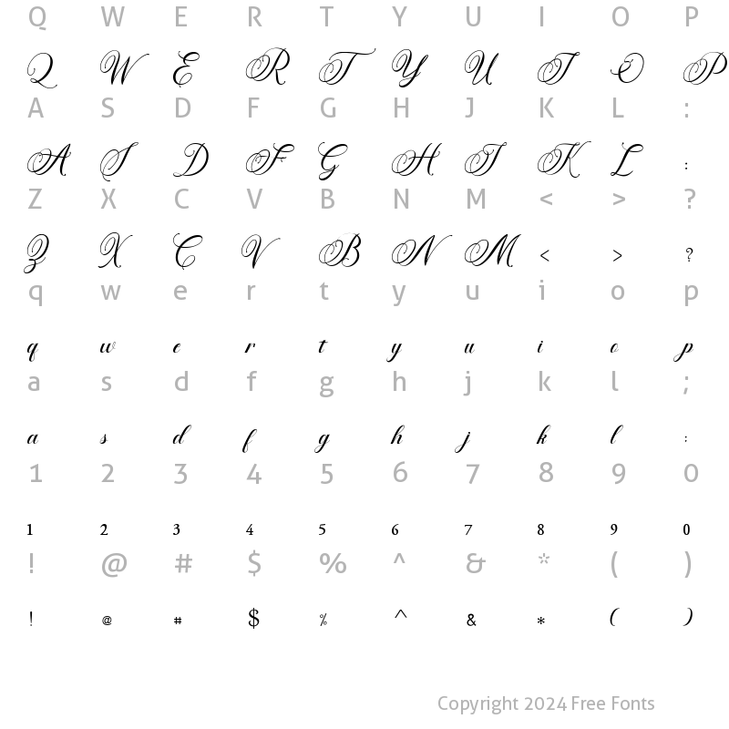 Character Map of Fadilla Regular