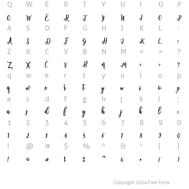 Character Map of fadilla Regular