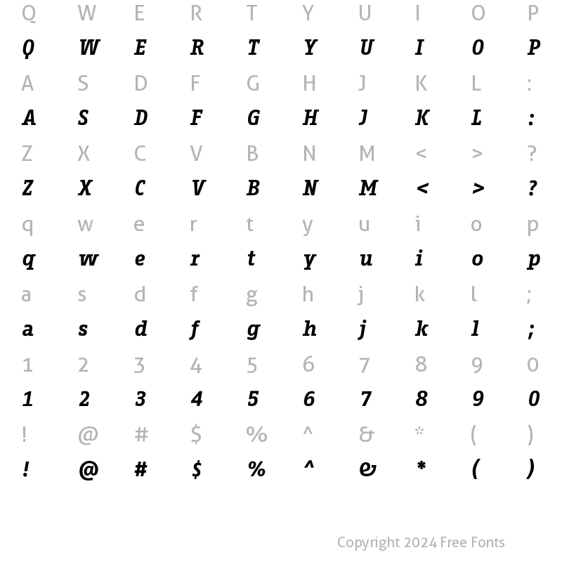 Character Map of Fago Office Serif Bold Italic