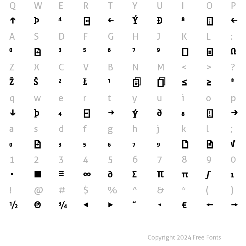 Character Map of Fago Office Serif Exp Bold