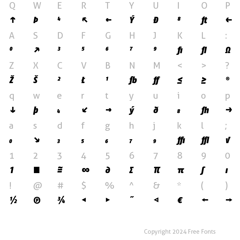 Character Map of FagoCo BlackExp Italic