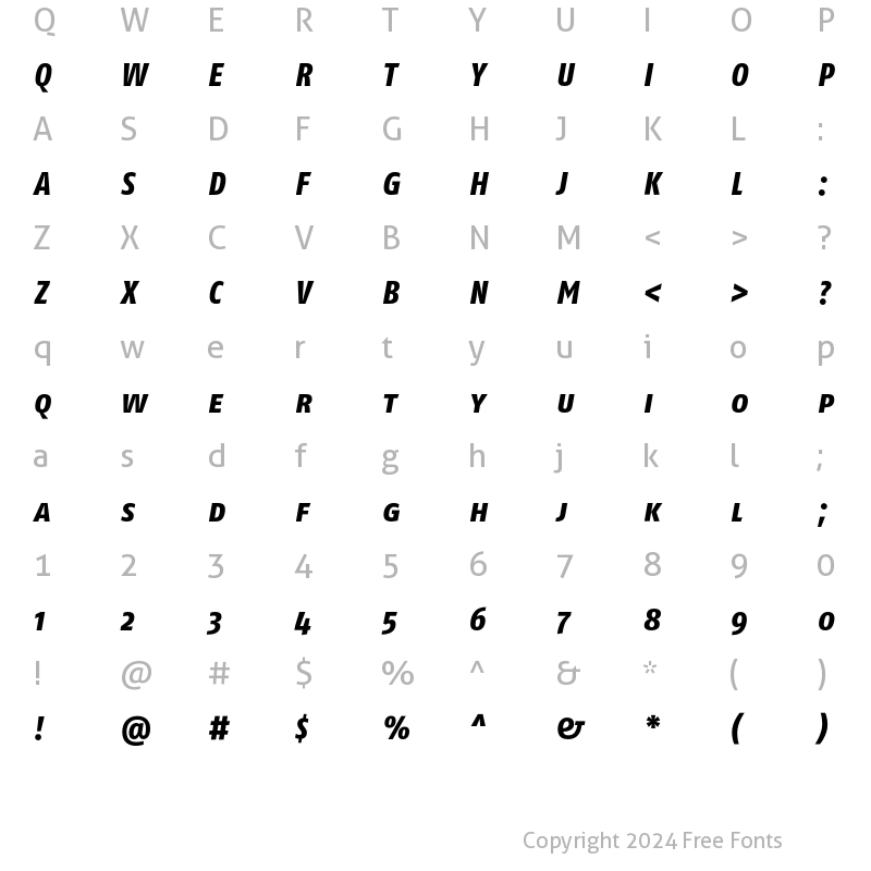 Character Map of FagoCo ExtraBoldCaps Italic