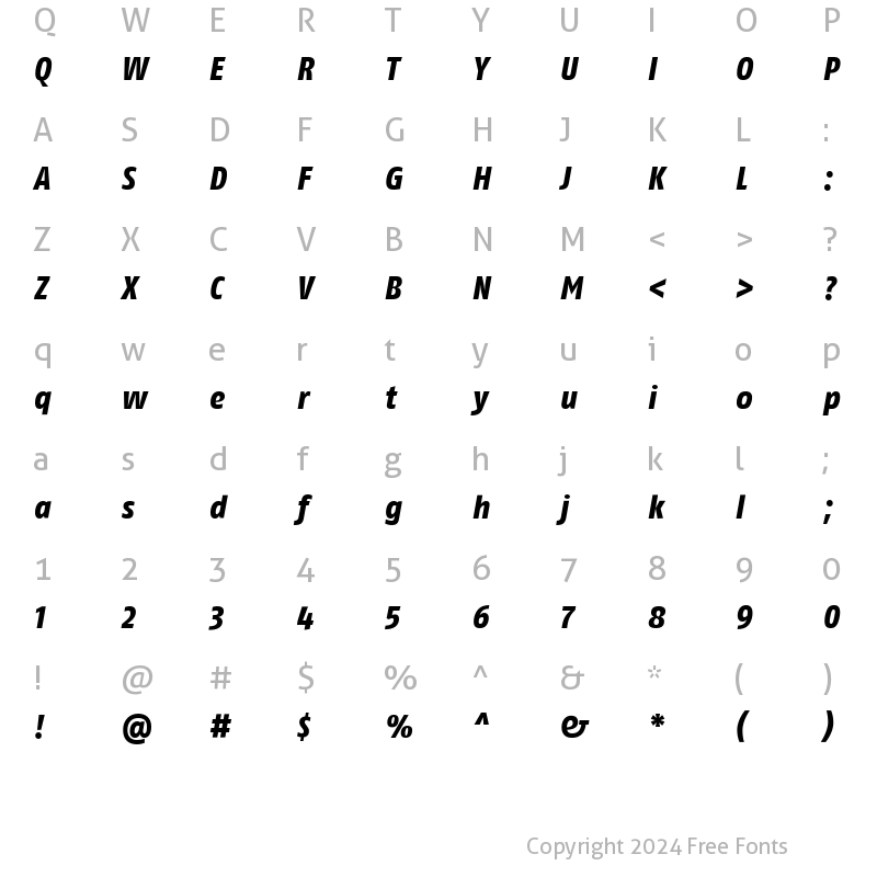 Character Map of FagoCoLf ExtraBold Italic