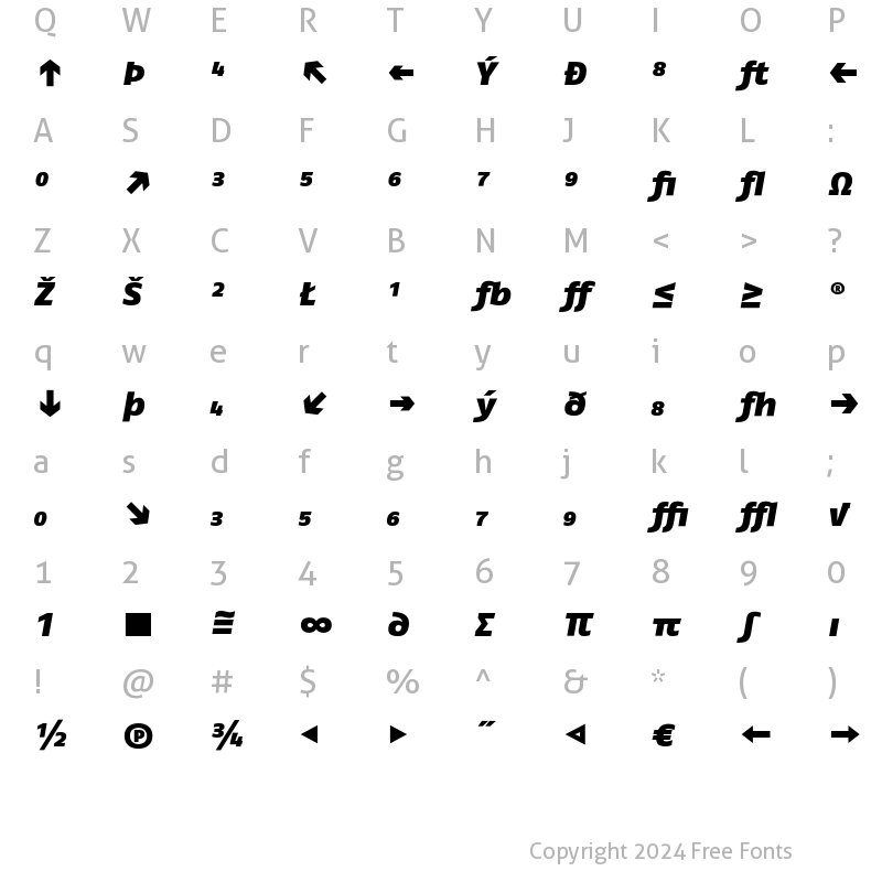 Character Map of FagoEx BlackExp Italic