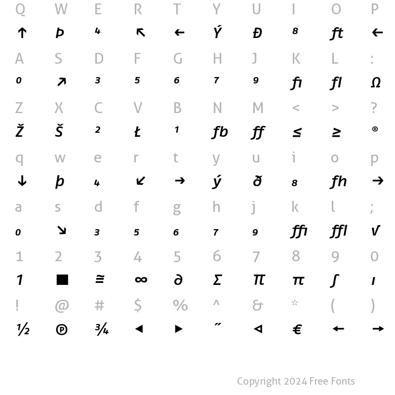 Character Map of FagoEx Exp Medium Italic