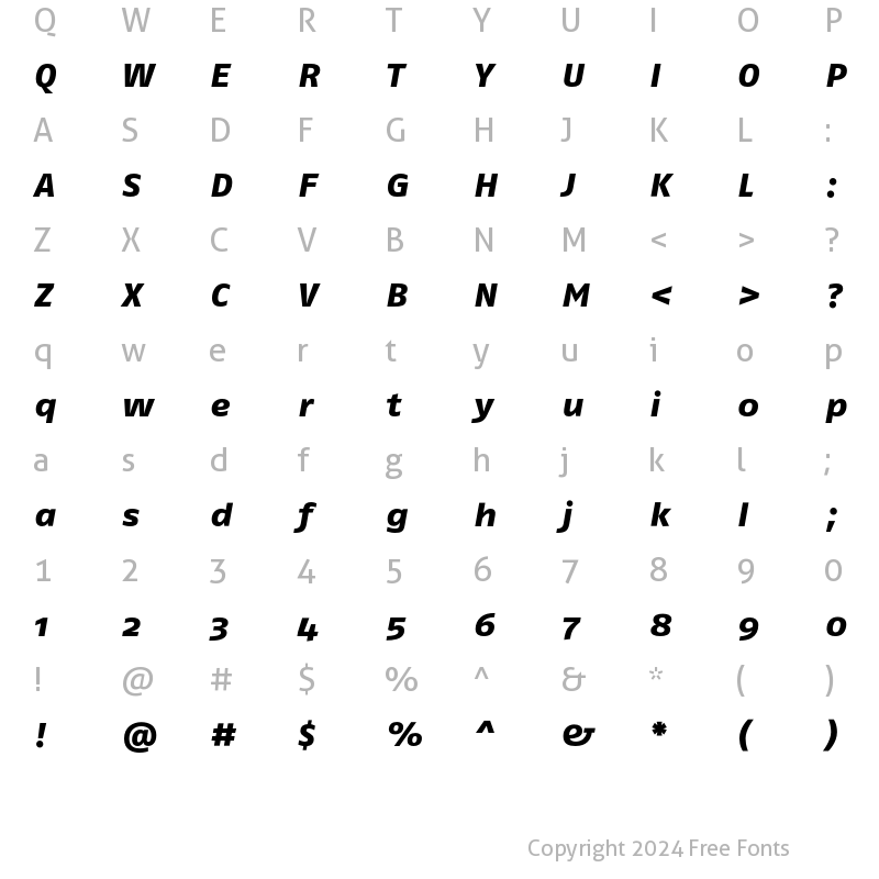 Character Map of FagoEx ExtraBold Italic