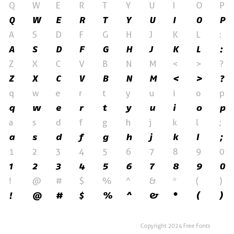 Character Map of FagoExLf ExtraBold Italic