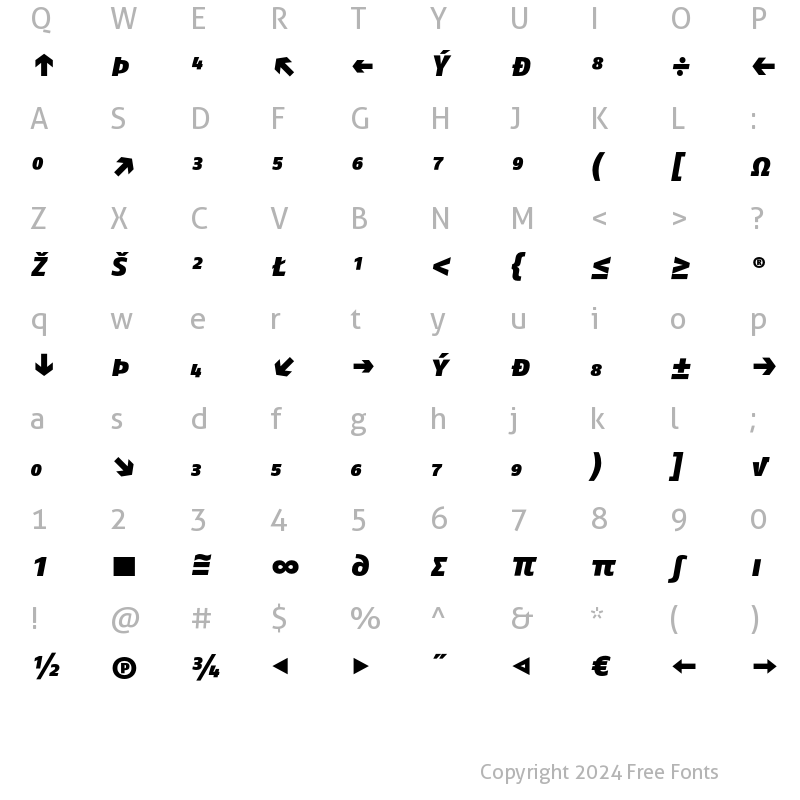 Character Map of FagoNo BlackCapsExp Italic