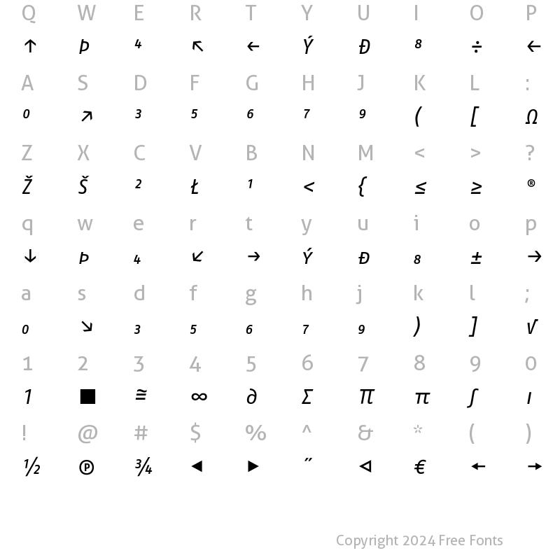 Character Map of FagoNo CapsExp Italic