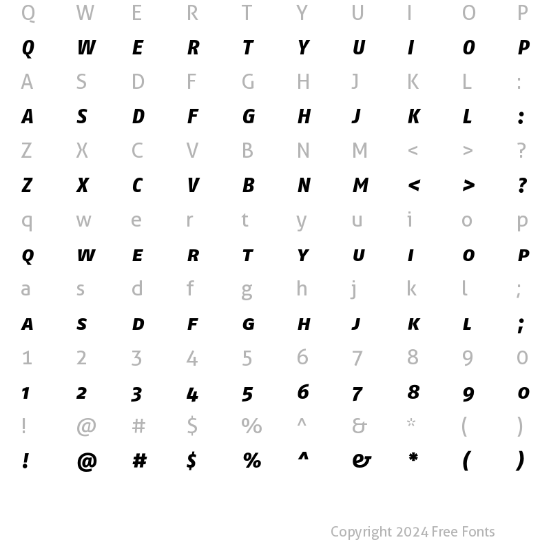 Character Map of FagoNo ExtraBoldtalicCaps Regular