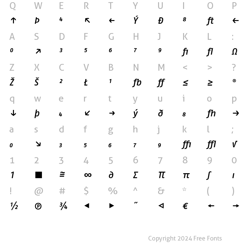 Character Map of FagoNo MedtalicExp Regular