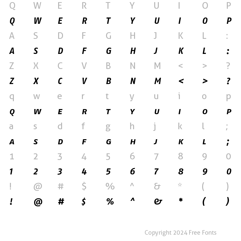 Character Map of FagoNoLf Caps Bold Italic